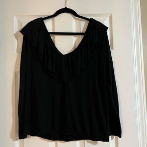 Express V Neck Ruffled Shirt